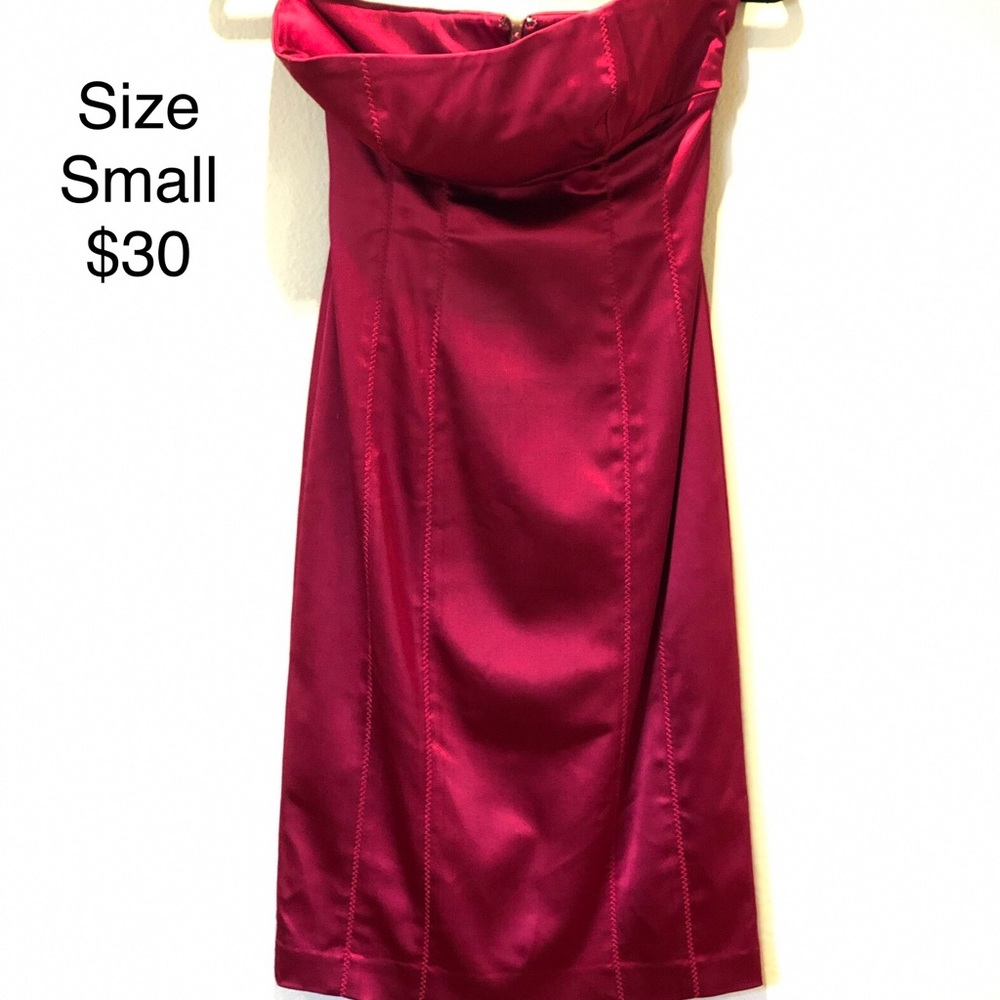 bebe red sleeveless satin dress